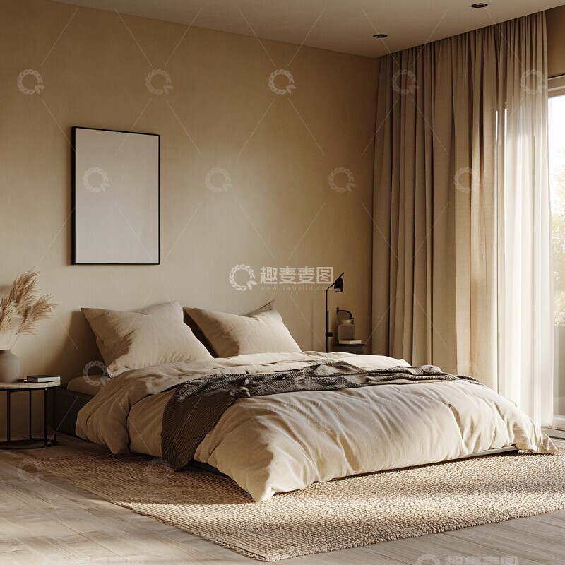 高清大图下载【趣麦麦图】米色卧室简约设计1
