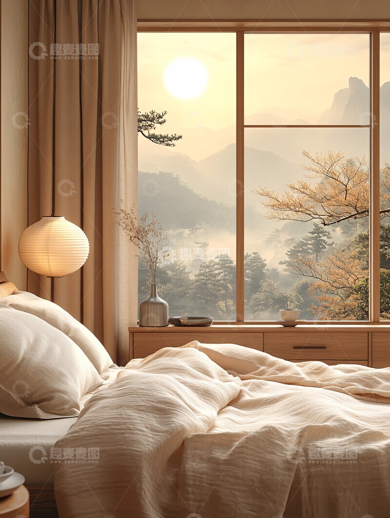 高清大图下载【趣麦麦图】中式卧室全景图2