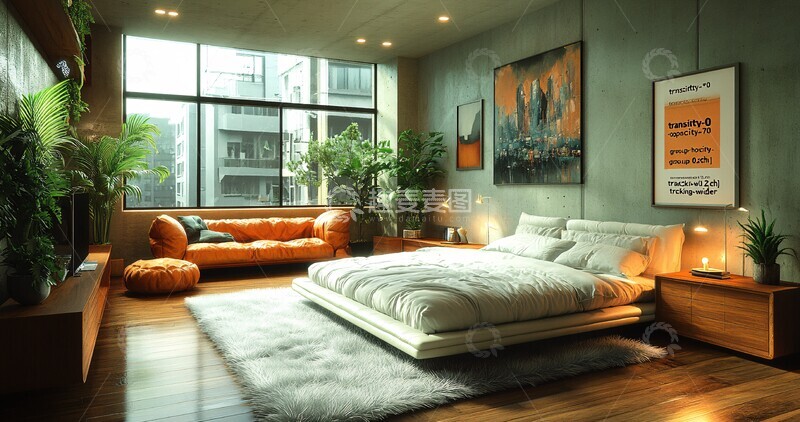 高清大图下载【趣麦麦图】现代床铺设计图1