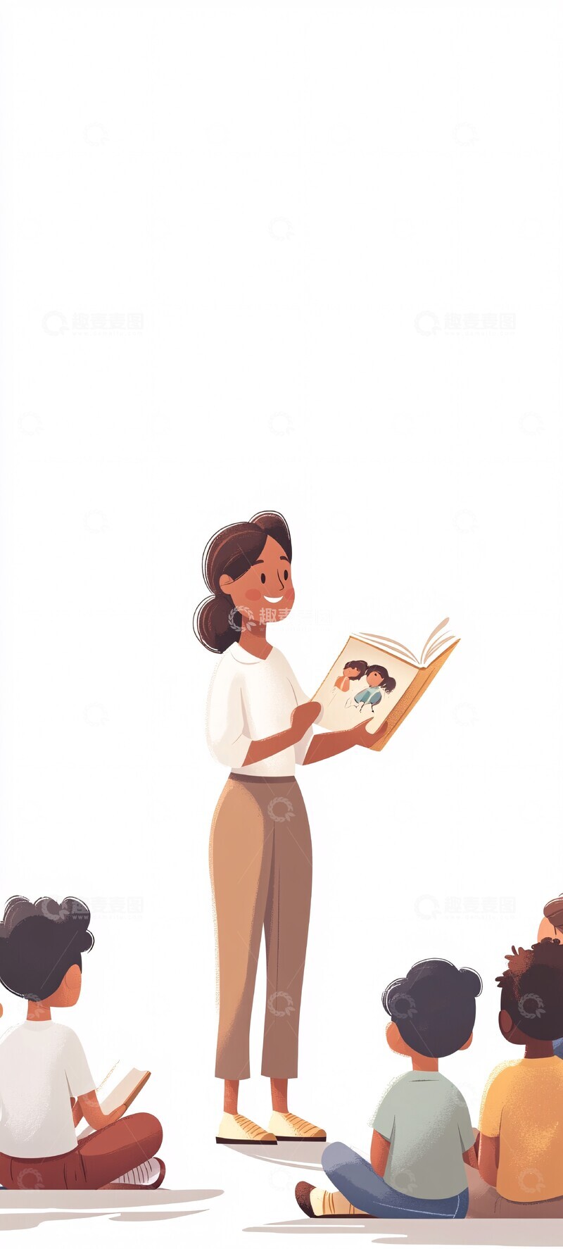 高清大图下载【趣麦麦图】老师讲故事老师学生插图