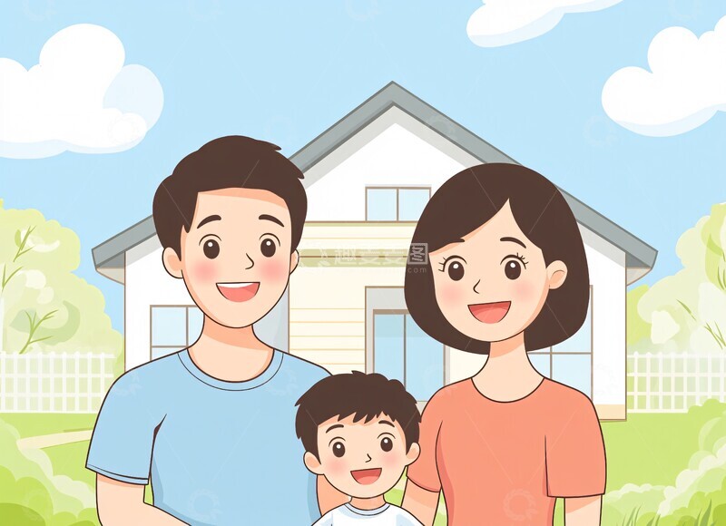 高清大图下载【趣麦麦图】新家前的幸福一家1