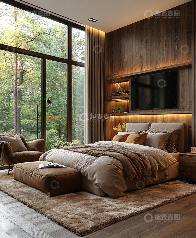 高清大图下载【趣麦麦图】现代卧室大窗设计2