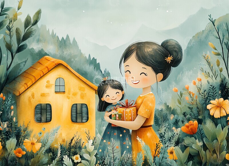 高清大图下载【趣麦麦图】母女欢聚乡村屋1