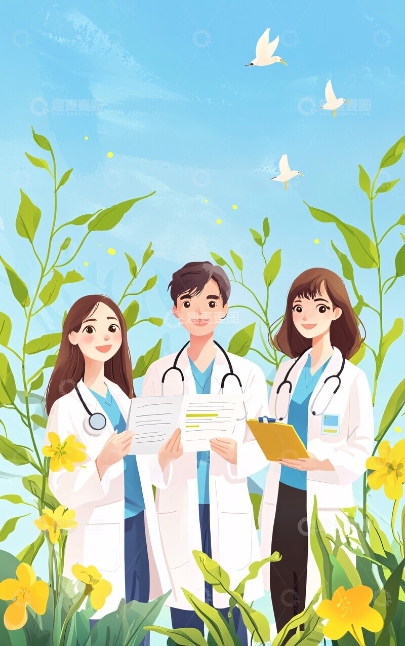 高清大图下载【趣麦麦图】医疗专家与植物