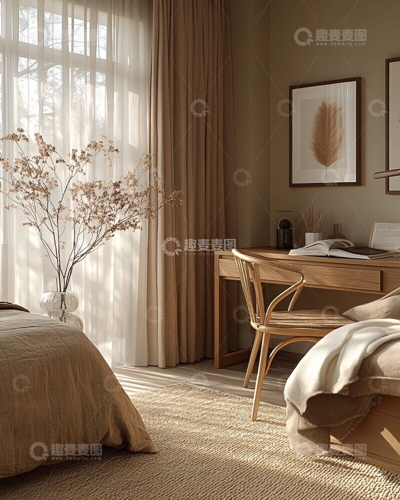 高清大图下载【趣麦麦图】木质桌椅自然光1