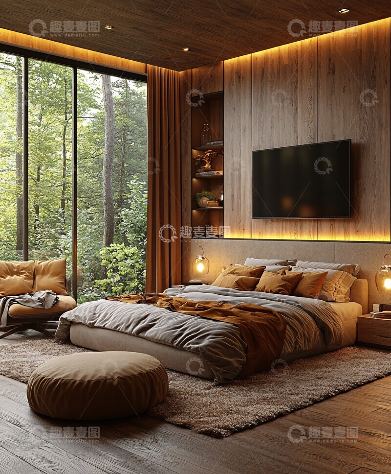 高清大图下载【趣麦麦图】现代卧室大窗设计