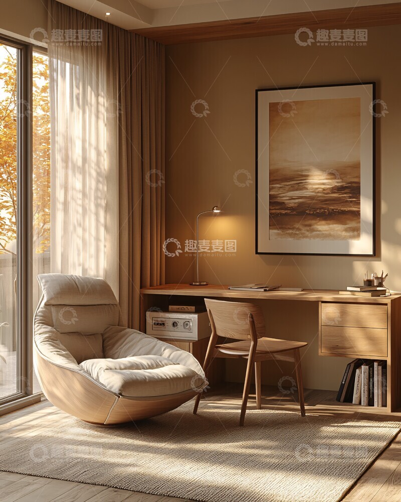 高清大图下载【趣麦麦图】木质桌椅自然光3