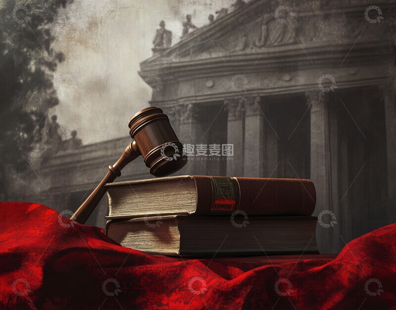 高清大图下载【趣麦麦图】法槌与书籍的组合