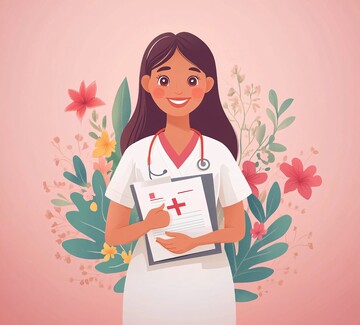 护士文书花叶插图