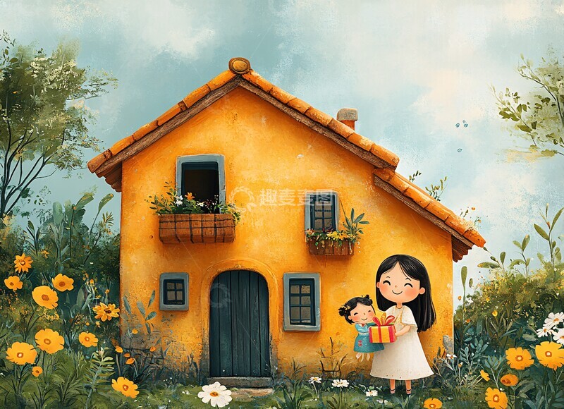 高清大图下载【趣麦麦图】母女欢聚乡村屋