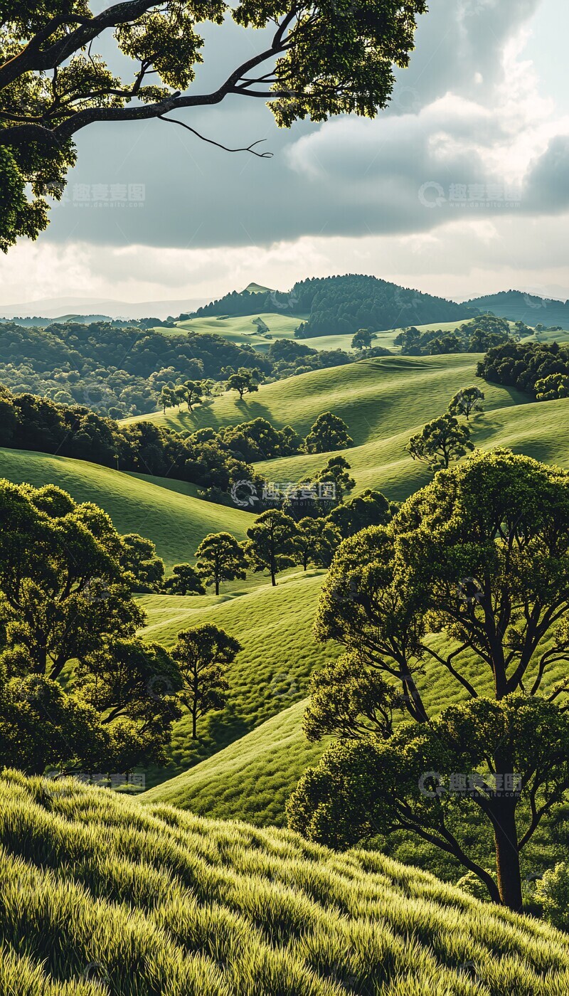 高清大图下载【趣麦麦图】绿色卡通山丘3