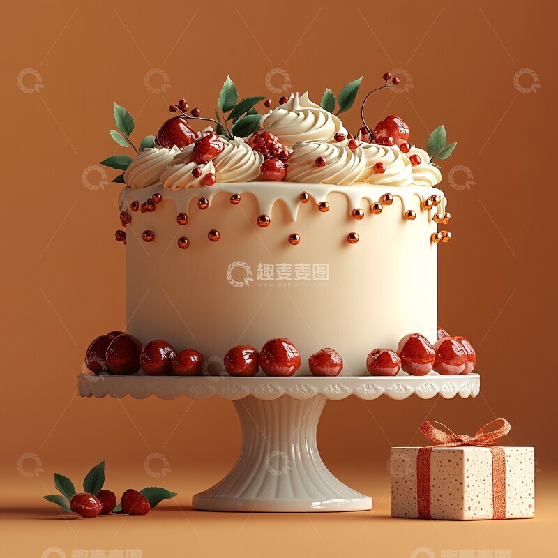 高清大图下载【趣麦麦图】奶油蛋糕与礼盒2