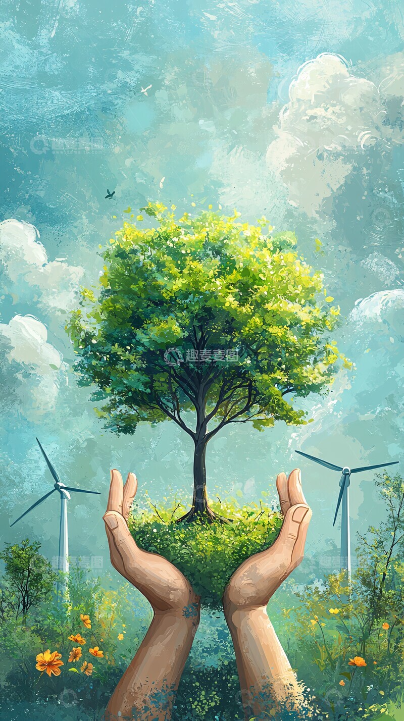 高清大图下载【趣麦麦图】阳光树苗阳光树苗绿色1