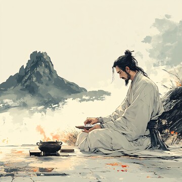 古人煮药图古人煮药手绘1