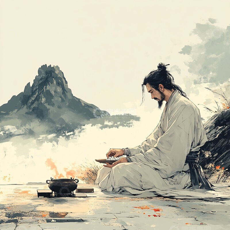 高清大图下载【趣麦麦图】古人煮药图古人煮药手绘1