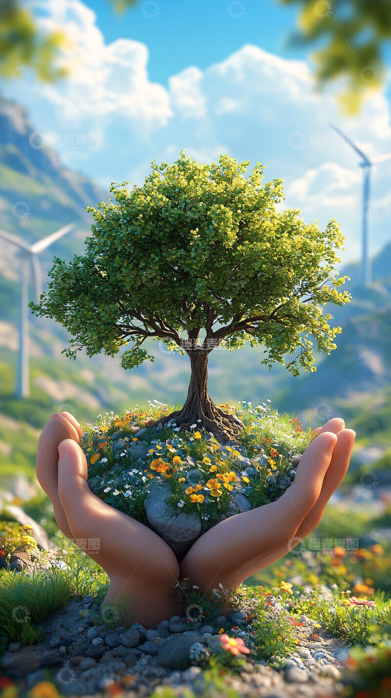 高清大图下载【趣麦麦图】阳光树苗阳光树苗绿色2