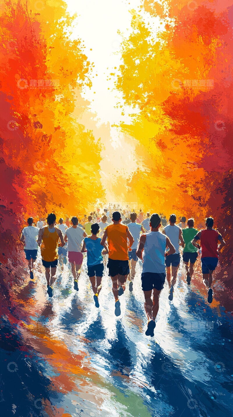 高清大图下载【趣麦麦图】赛跑人群赛跑人群彩色