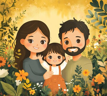 一家三口挥手图3