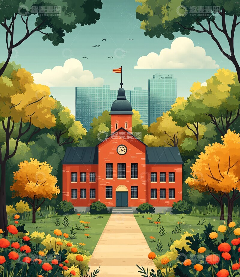 学校建筑背景图