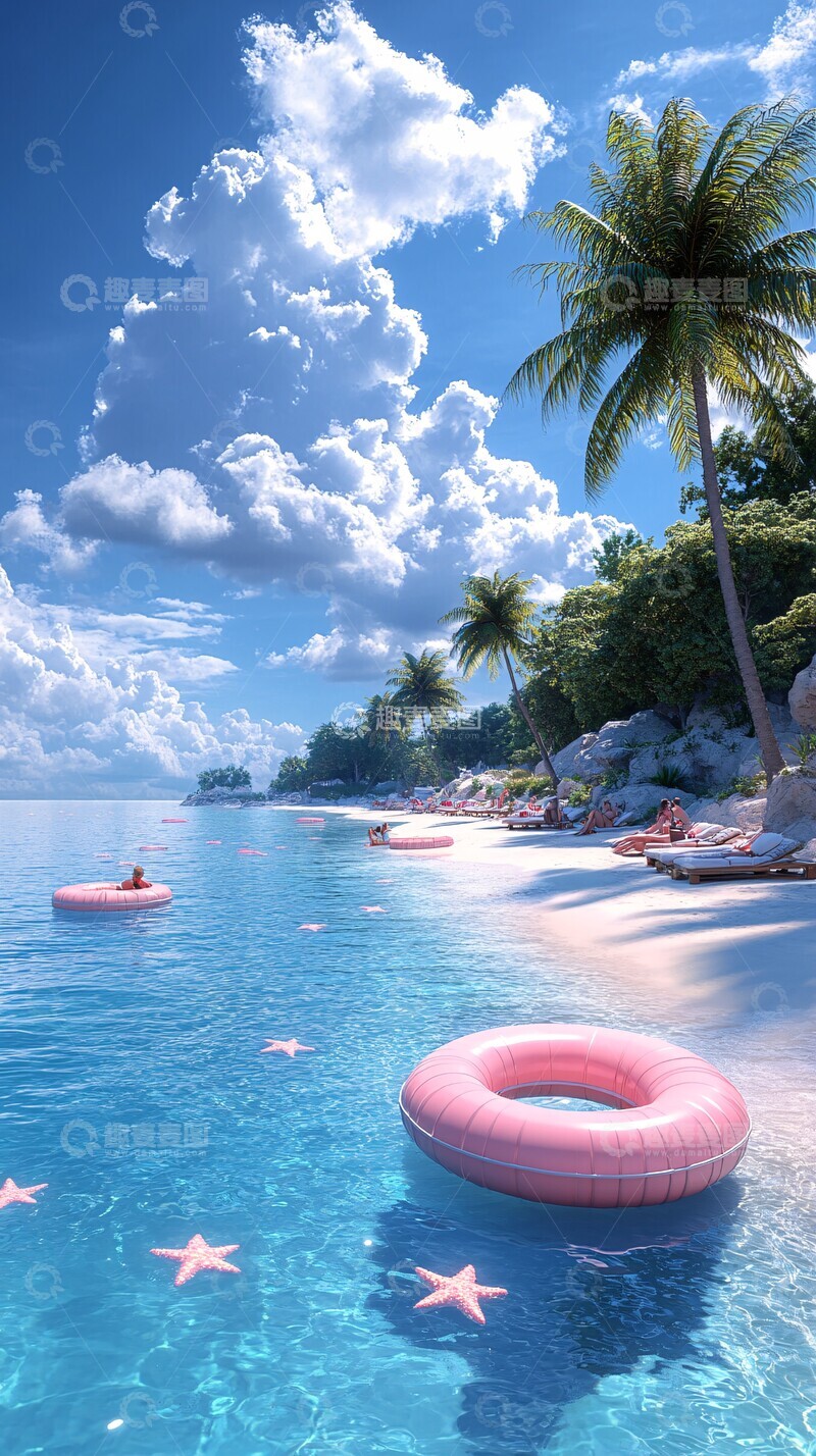 高清大图下载【趣麦麦图】蓝天泳池沙滩1