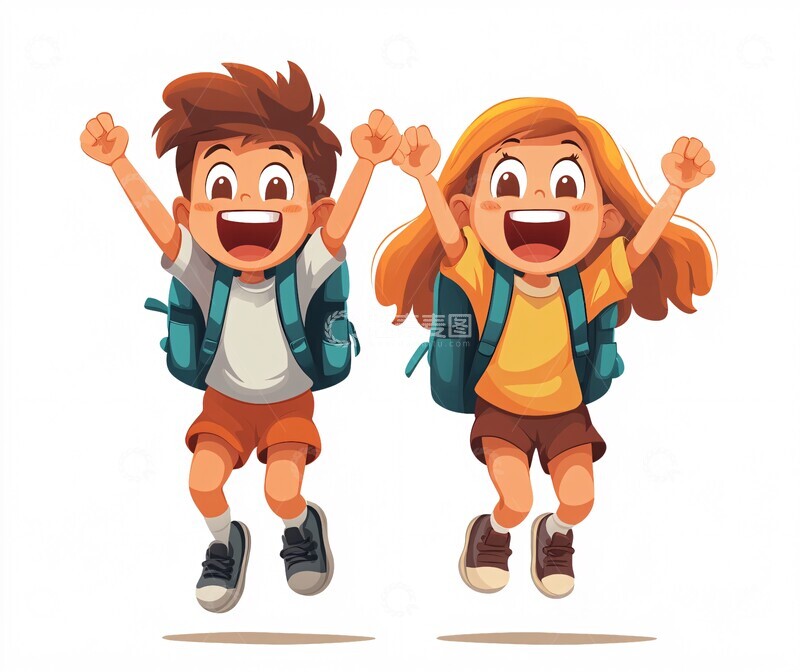 高清大图下载【趣麦麦图】-跳跃的男孩女孩1