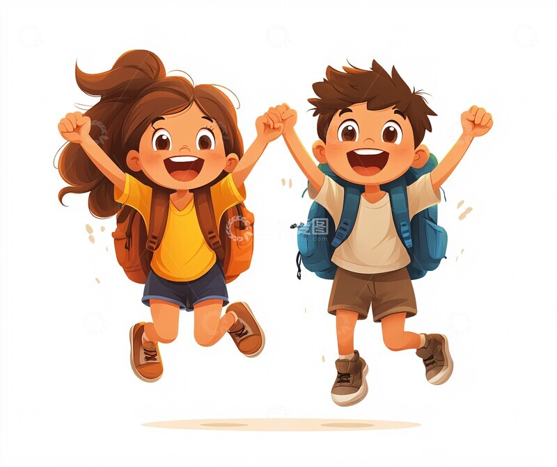 高清大图下载【趣麦麦图】跳跃的男孩女孩