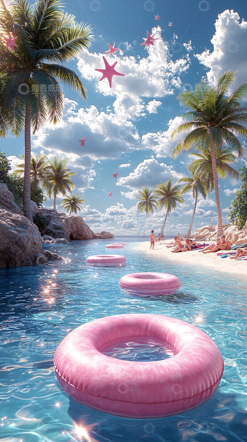 高清大图下载【趣麦麦图】蓝天泳池沙滩2