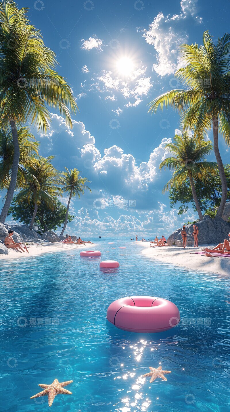 高清大图下载【趣麦麦图】蓝天泳池沙滩
