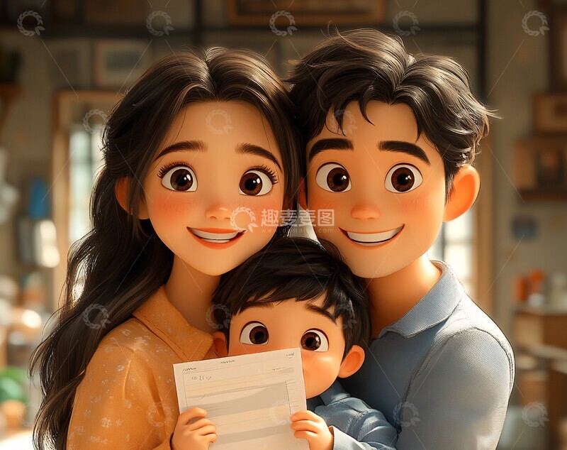 高清大图下载【趣麦麦图】母亲与孩子的考试卷