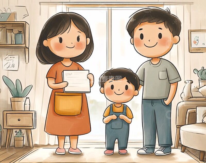 高清大图下载【趣麦麦图】母亲看孩子英语试卷