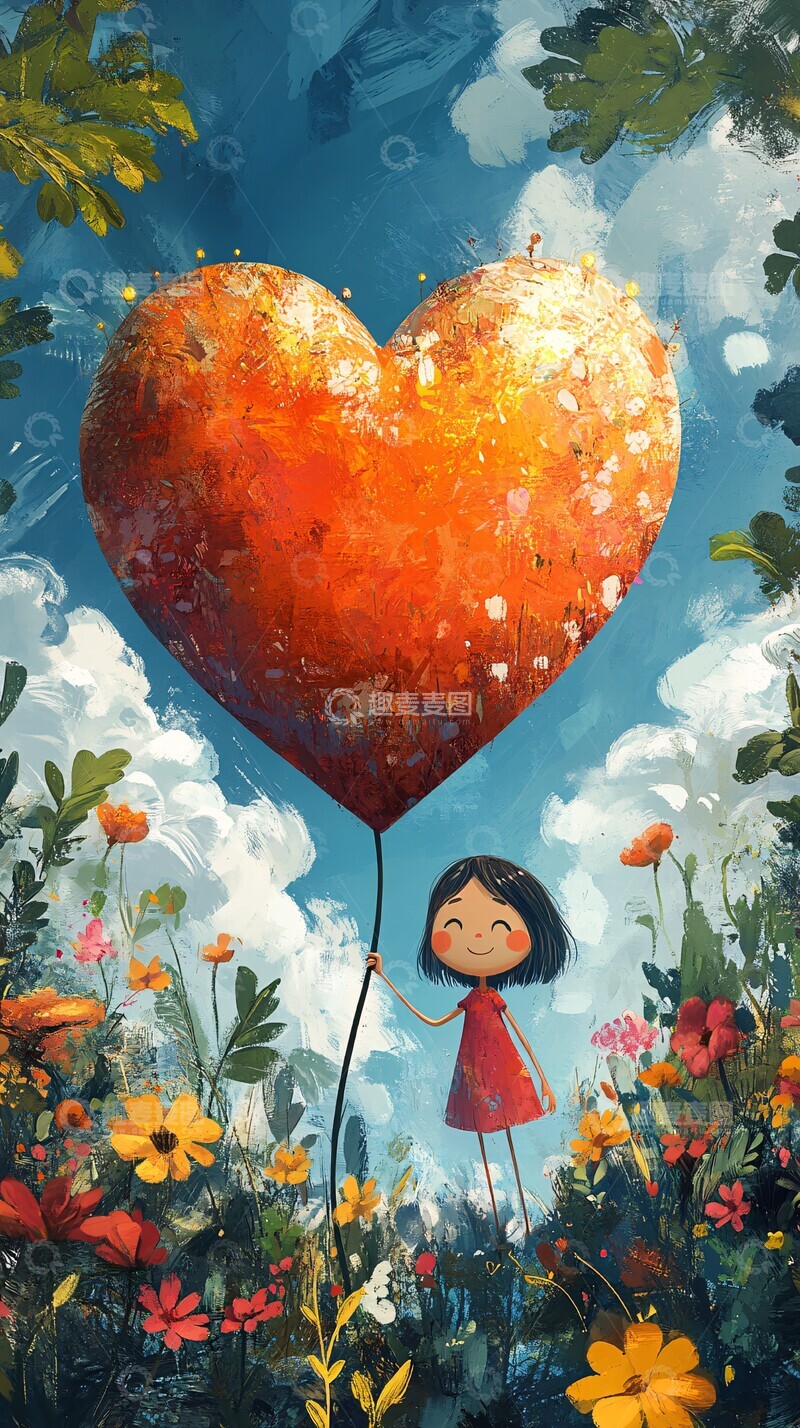 心形角色牵手女子1