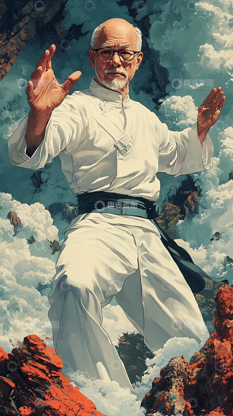 太极老人练功图