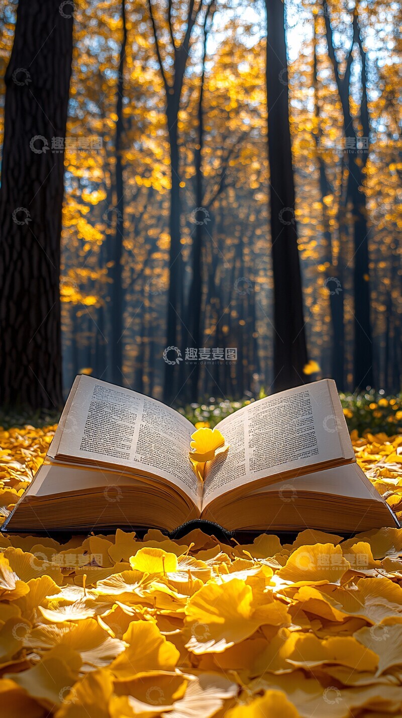 高清大图下载【趣麦麦图】金黄阳光下的书页2