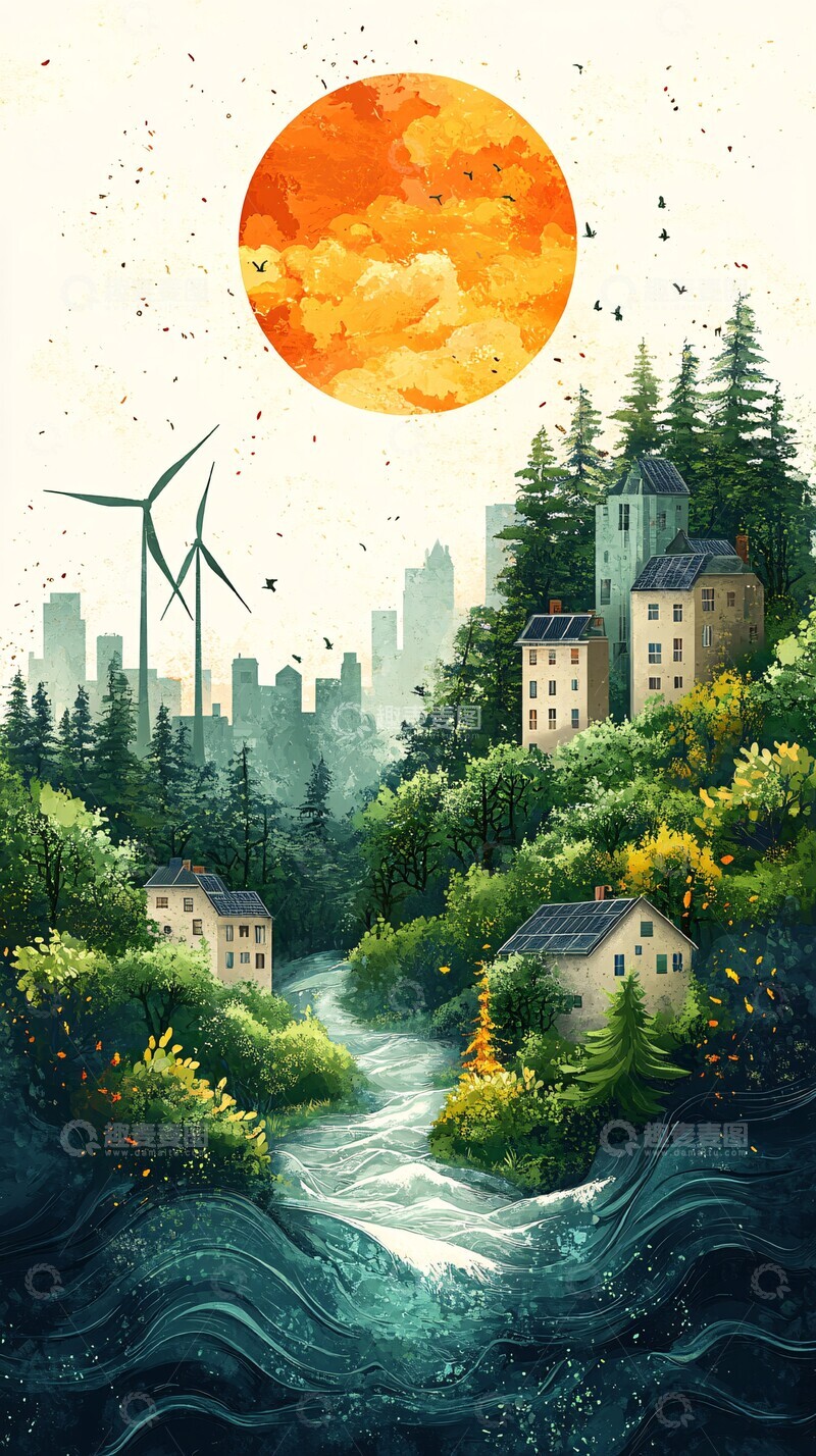 高清大图下载【趣麦麦图】绿色能源简约设计1