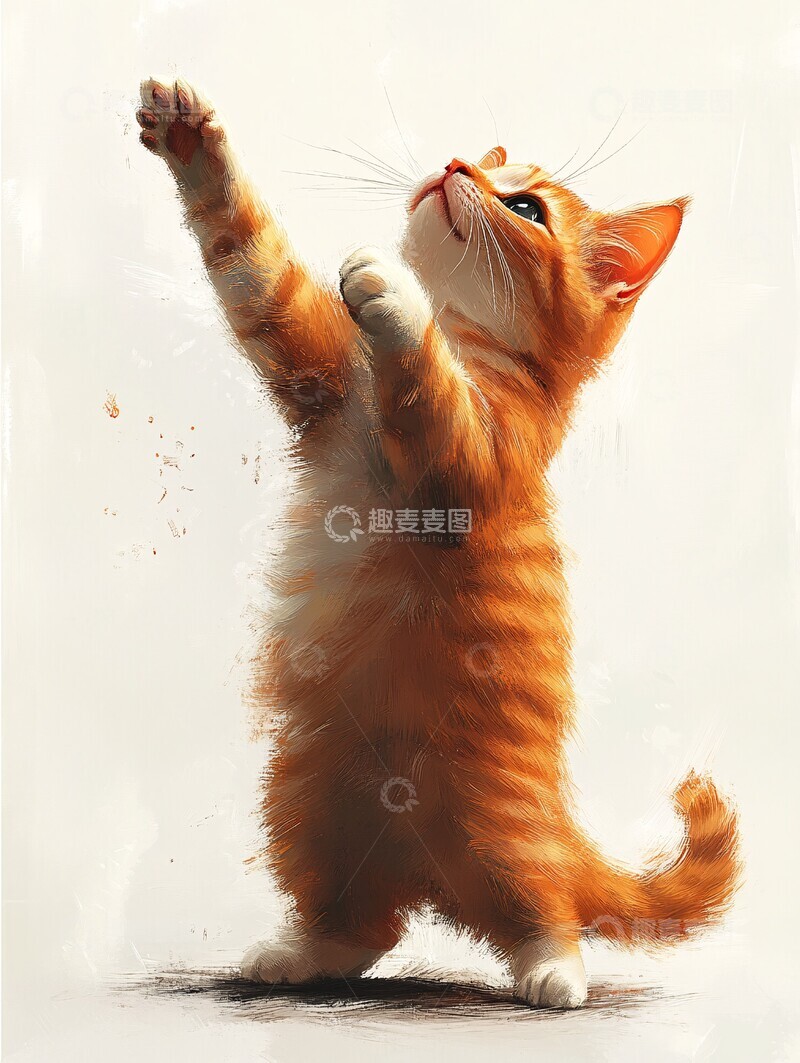 高清大图下载【趣麦麦图】猫站立伸爪站立伸爪玩耍2