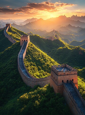 长城与夕阳下的绿意1