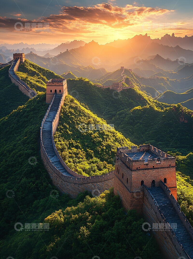 长城与夕阳下的绿意1