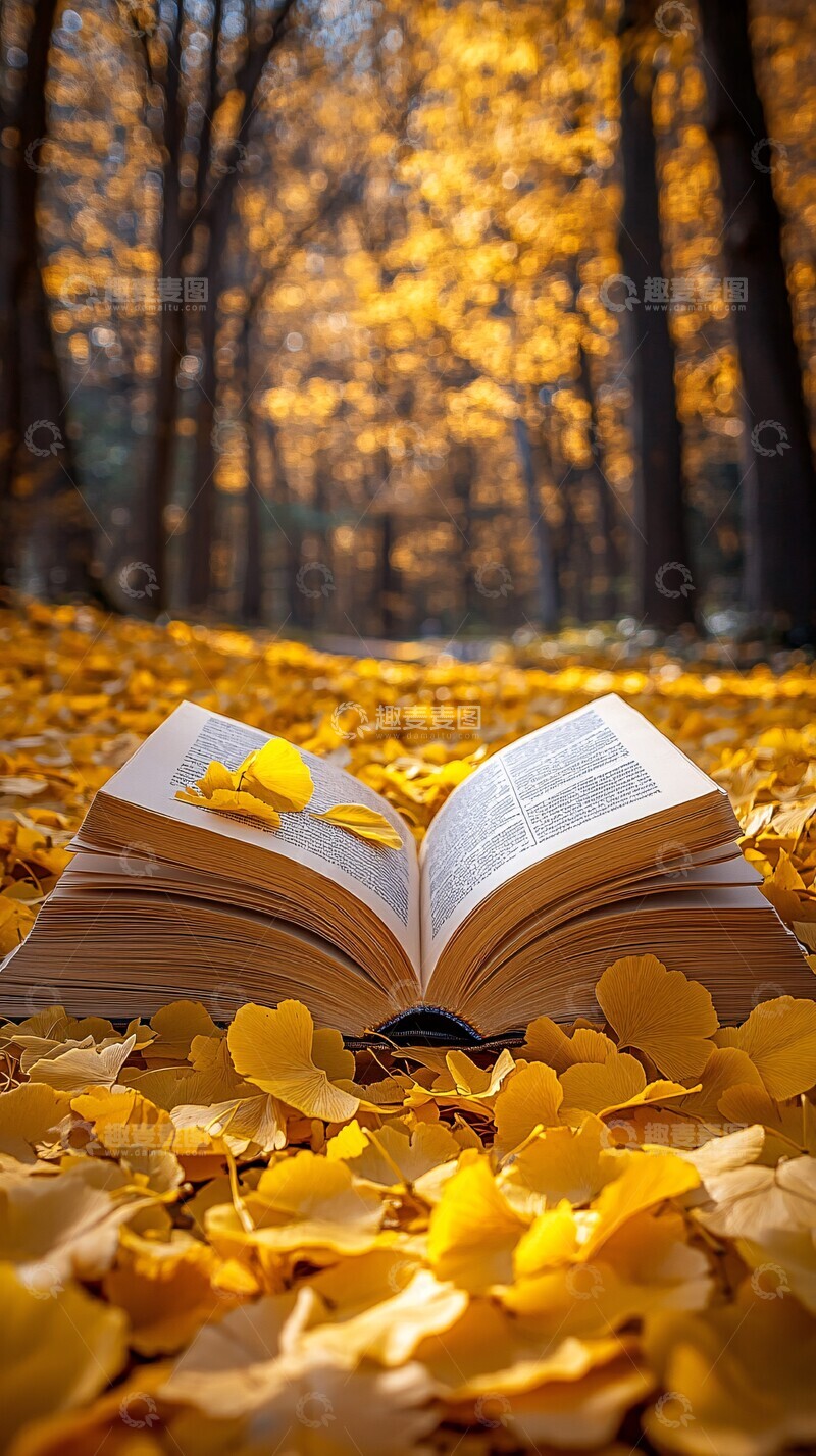 高清大图下载【趣麦麦图】金黄阳光下的书页