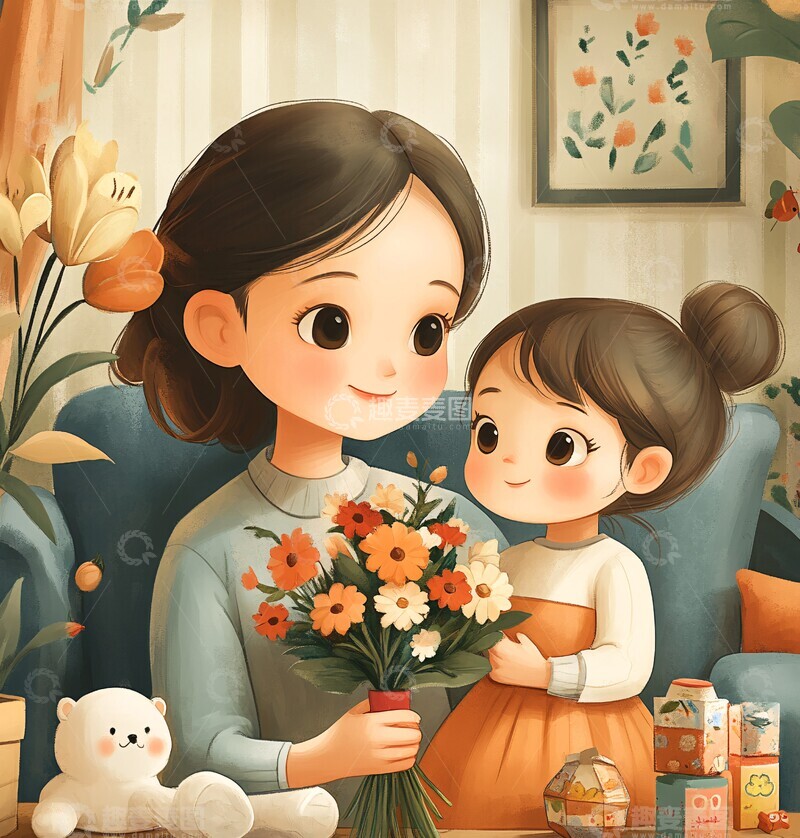 高清大图下载【趣麦麦图】母女共度母亲节