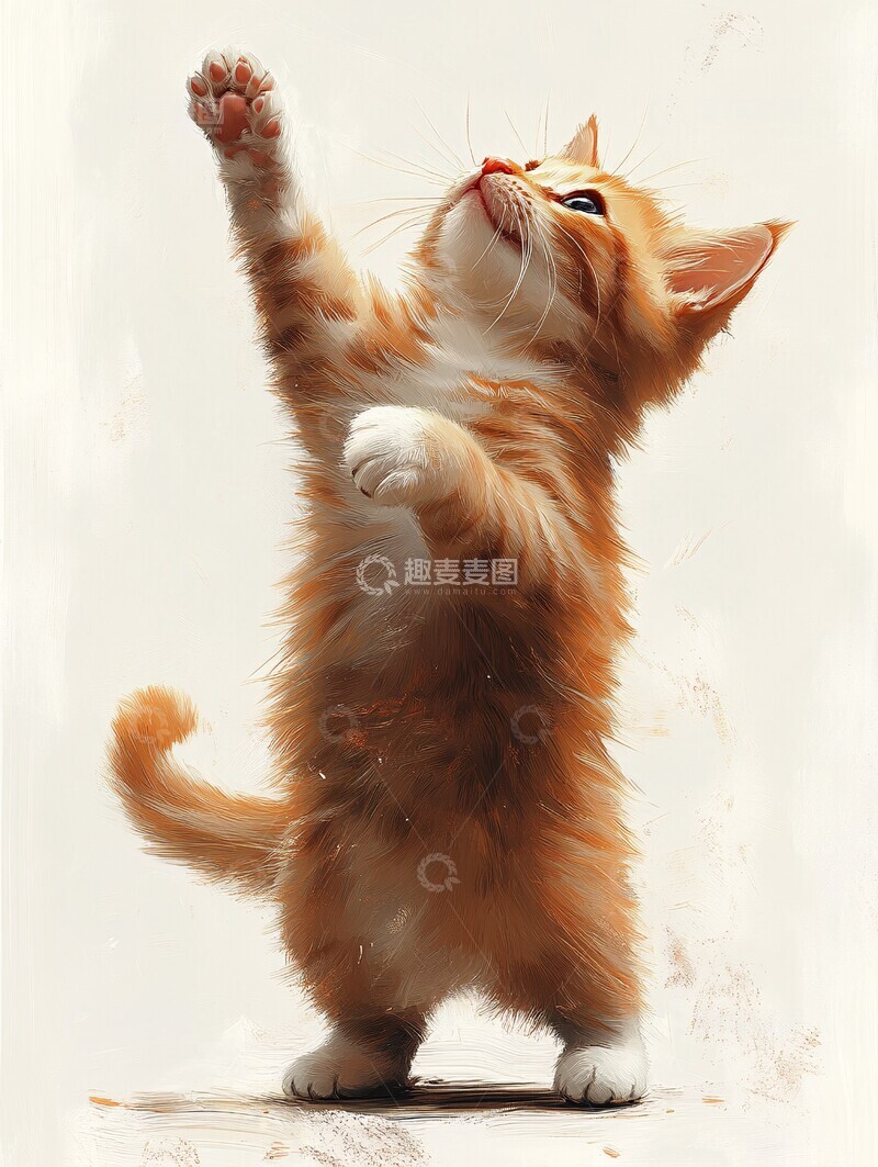 高清大图下载【趣麦麦图】猫站立伸爪站立伸爪玩耍