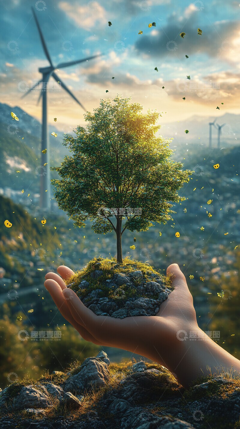高清大图下载【趣麦麦图】阳光树苗守护