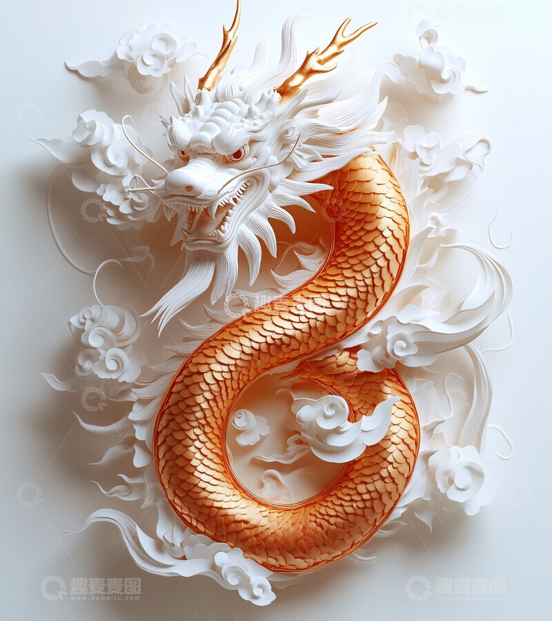 高清大图下载【趣麦麦图】龙年金箔邮票1