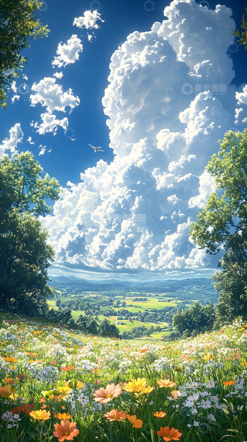 高清大图下载【趣麦麦图】蓝天白云绿草地13