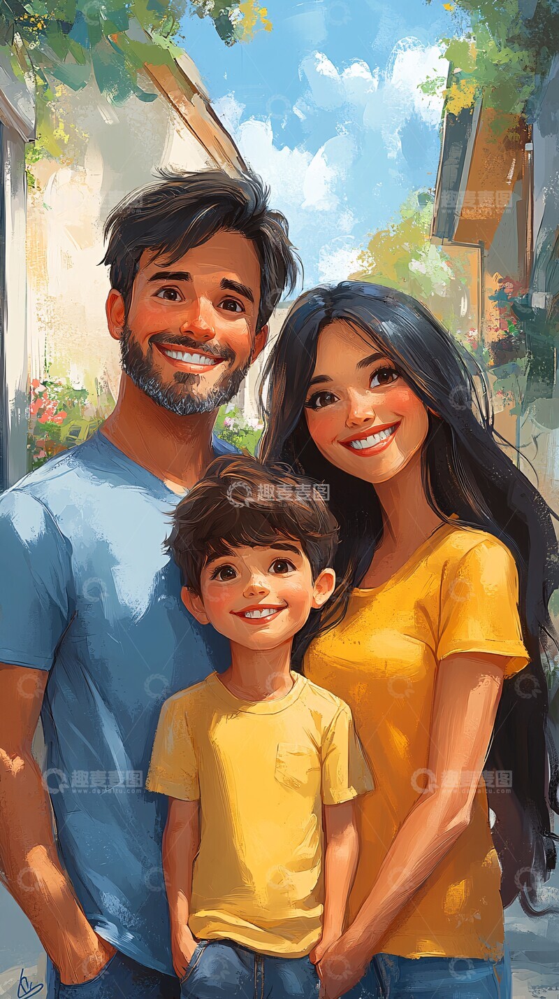 高清大图下载【趣麦麦图】新家三口合影1