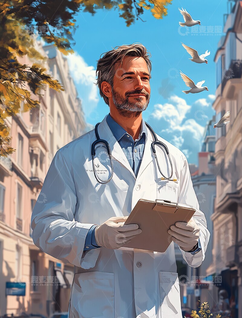 高清大图下载【趣麦麦图】医生举手示意