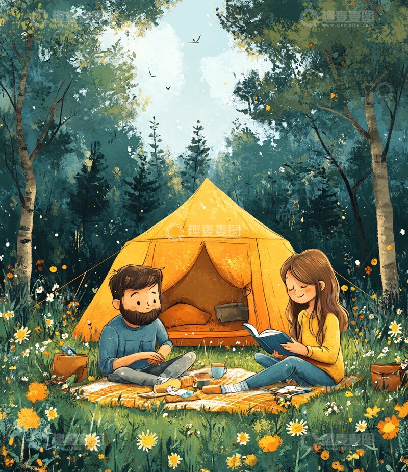 高清大图下载【趣麦麦图】情侣野餐情侣野餐草地