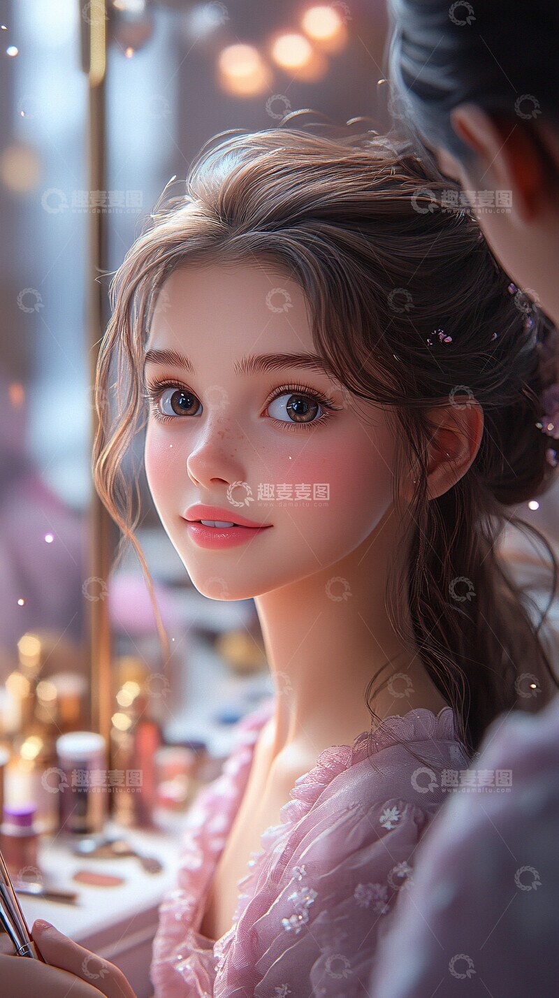 高清大图下载【趣麦麦图】女孩化妆场景1