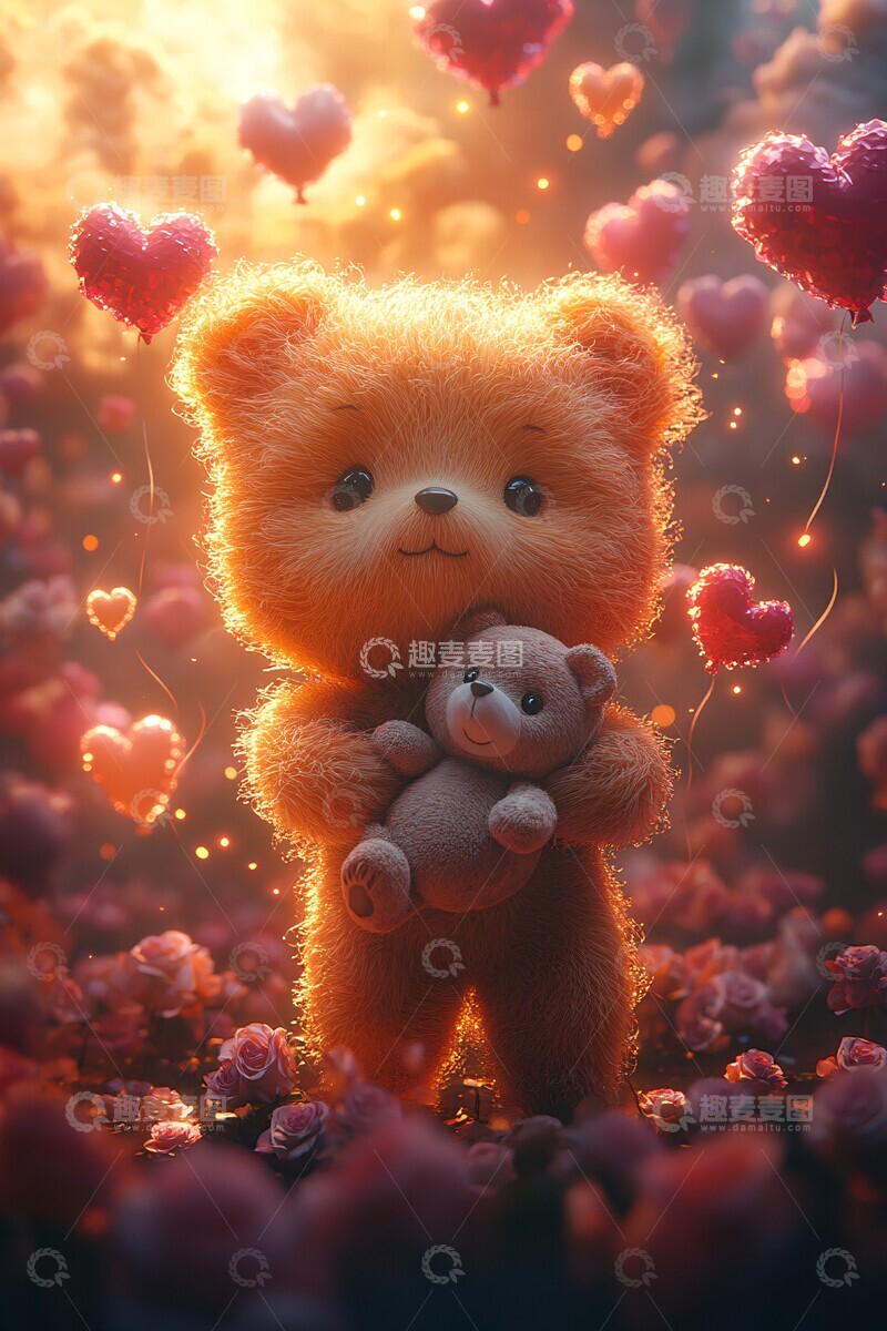 高清大图下载【趣麦麦图】玫瑰云朵情人节1