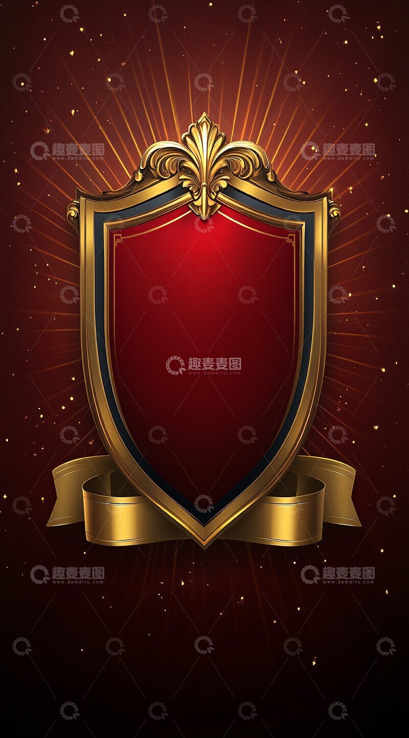 高清大图下载【趣麦麦图】-光芒背景与金色盾牌2