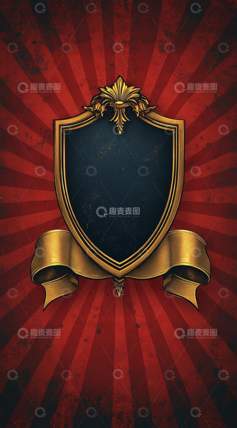 高清大图下载【趣麦麦图】-光芒背景与金色盾牌